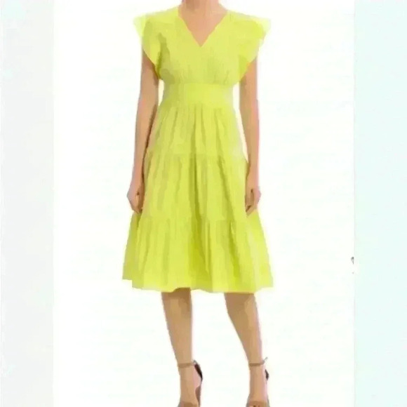 London Times Dresses & Skirts - LONDON TIMES green neon poplin midi dress sz 16
